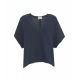 T-shirt in misto lino Majestic-A blu scuro