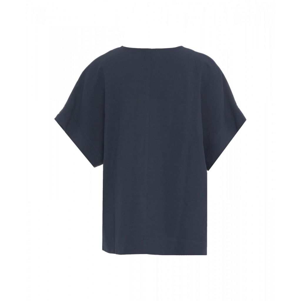 T-shirt in misto lino Majestic-A blu scuro