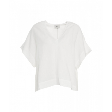 T-shirt in misto lino Majestic-A bianco