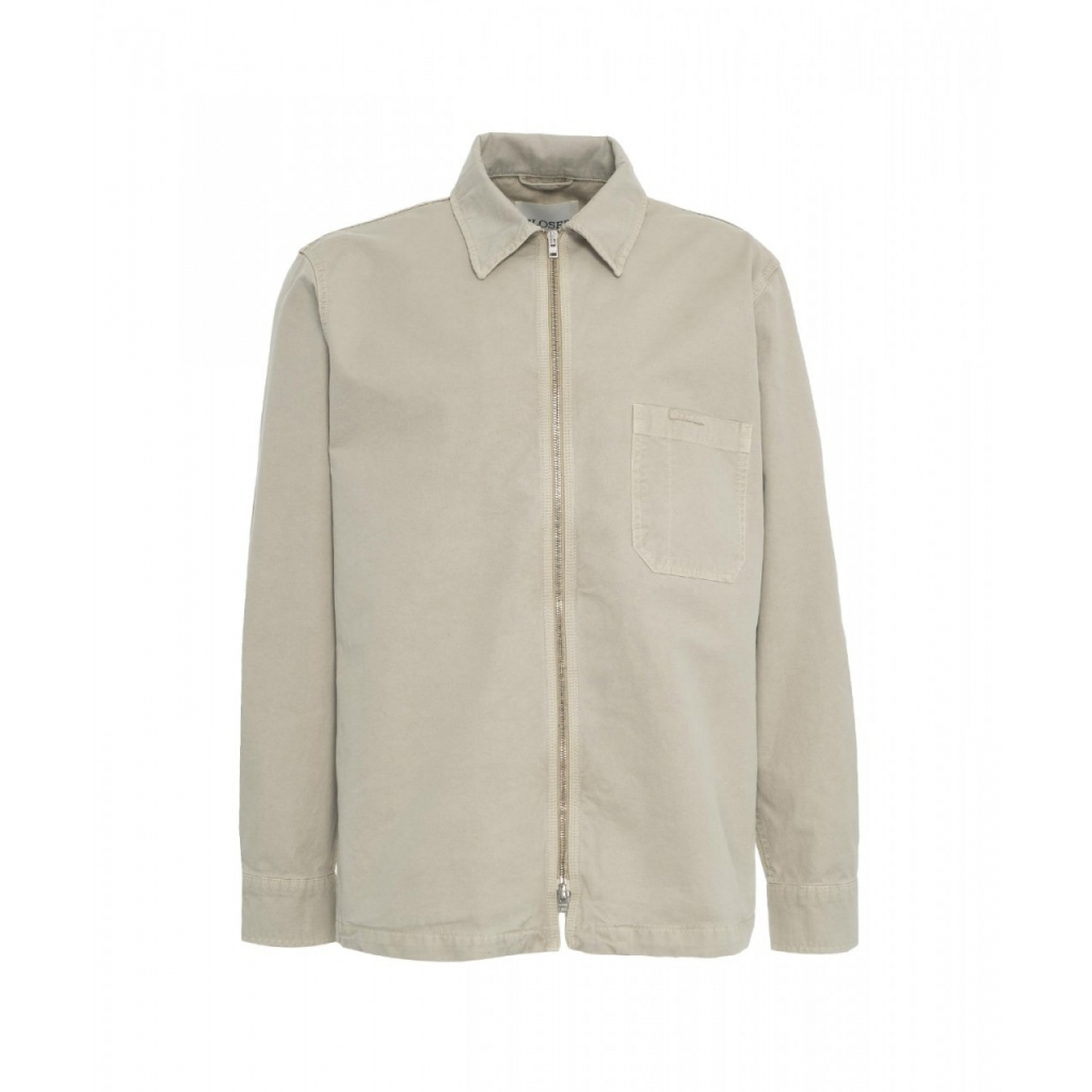 Overshirt con zip grigio chiaro