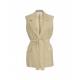 Gilet con cintura in vita beige