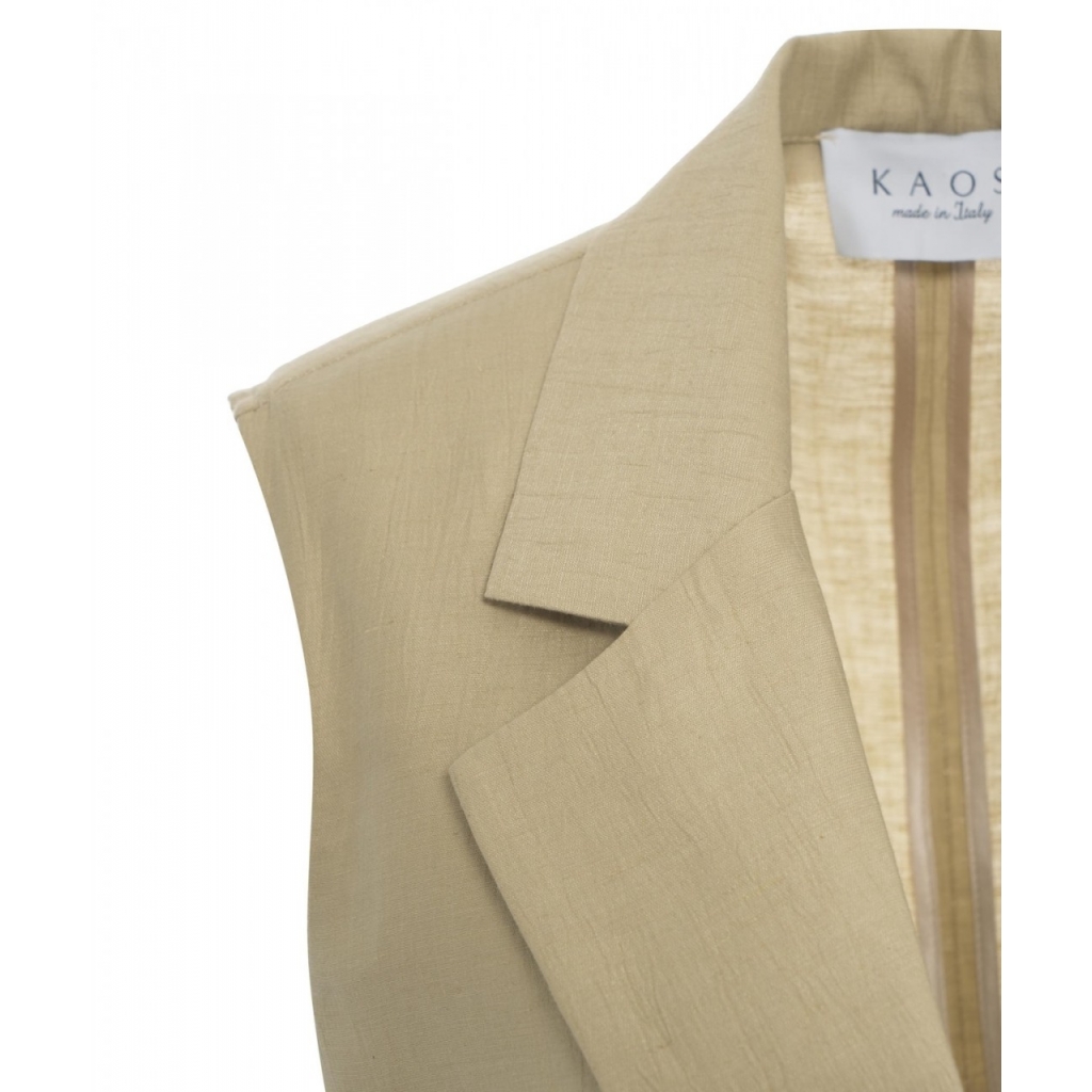 Gilet con cintura in vita beige