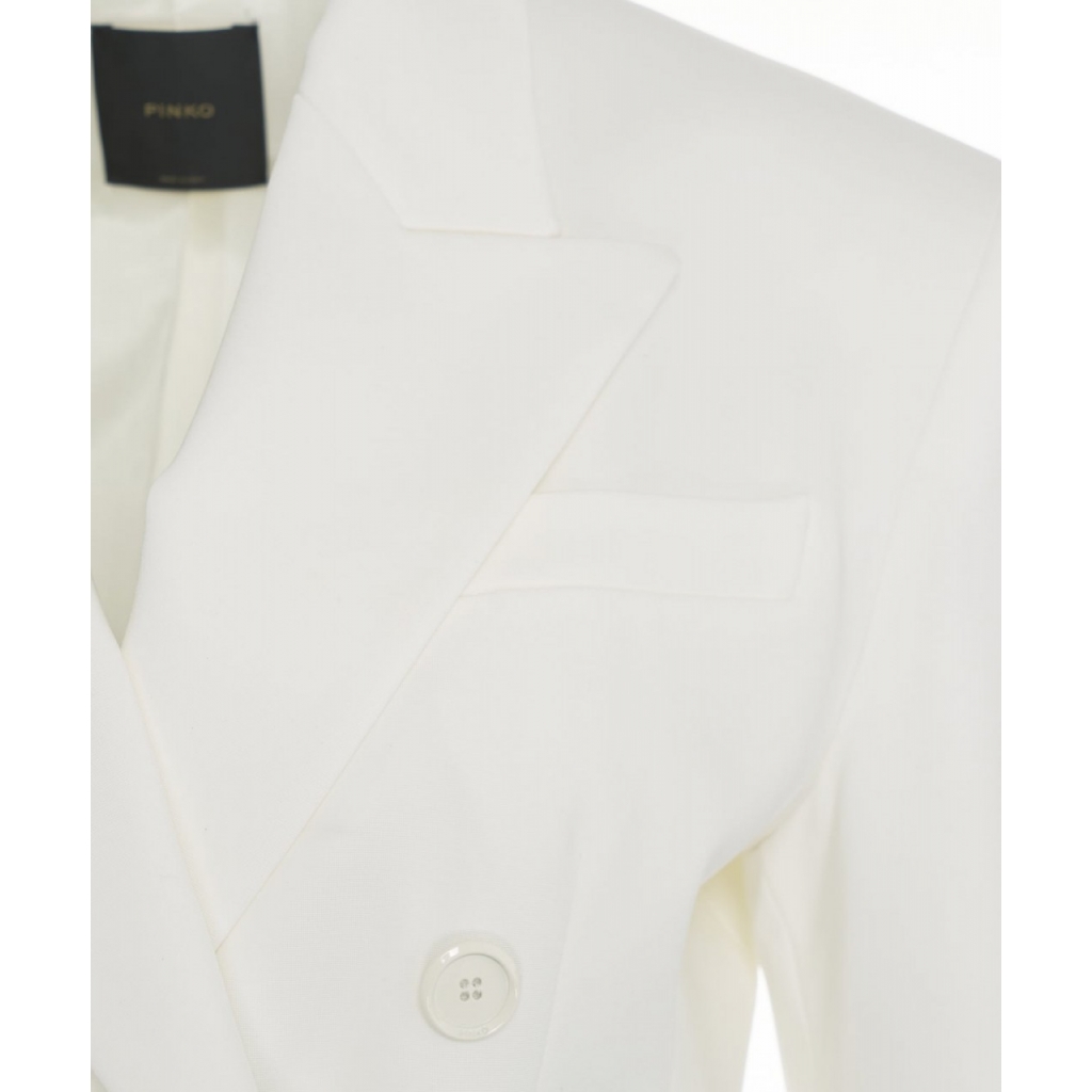 Blazer doppiopetto in scuba bianco