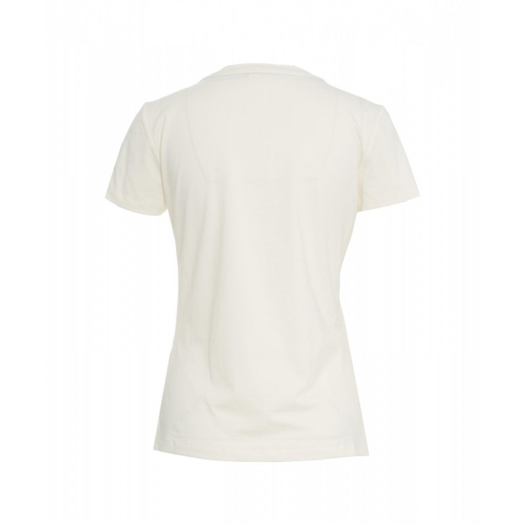 T-shirt con stampa e strass beige