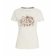 T-shirt con stampa e strass beige