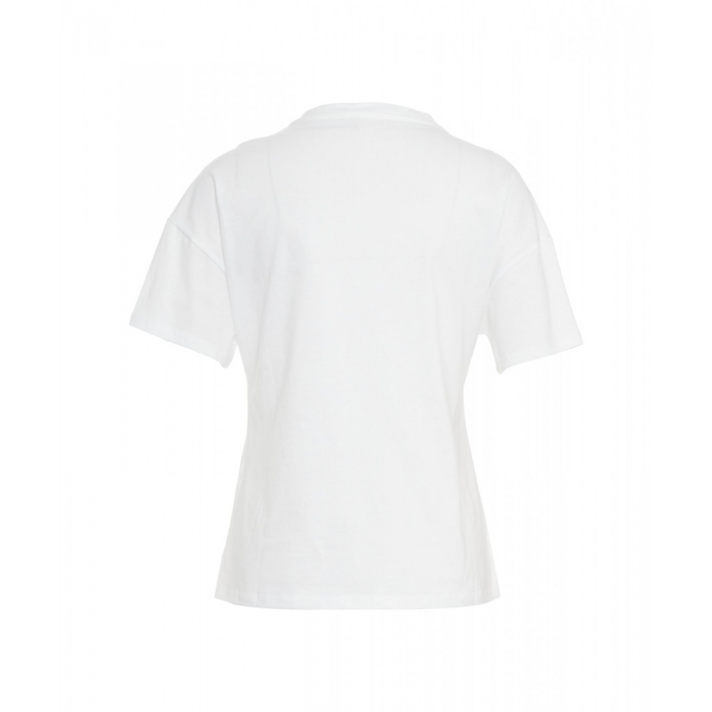 T-shirt con stampa e strass bianco