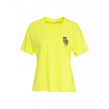 T-shirt con applicazione giallo