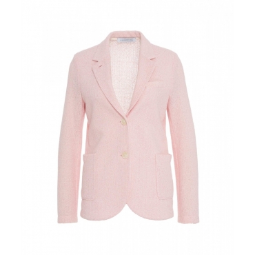 Blazer monopetto in fris rosa chiaro