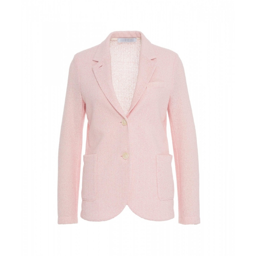 Blazer monopetto in fris rosa chiaro