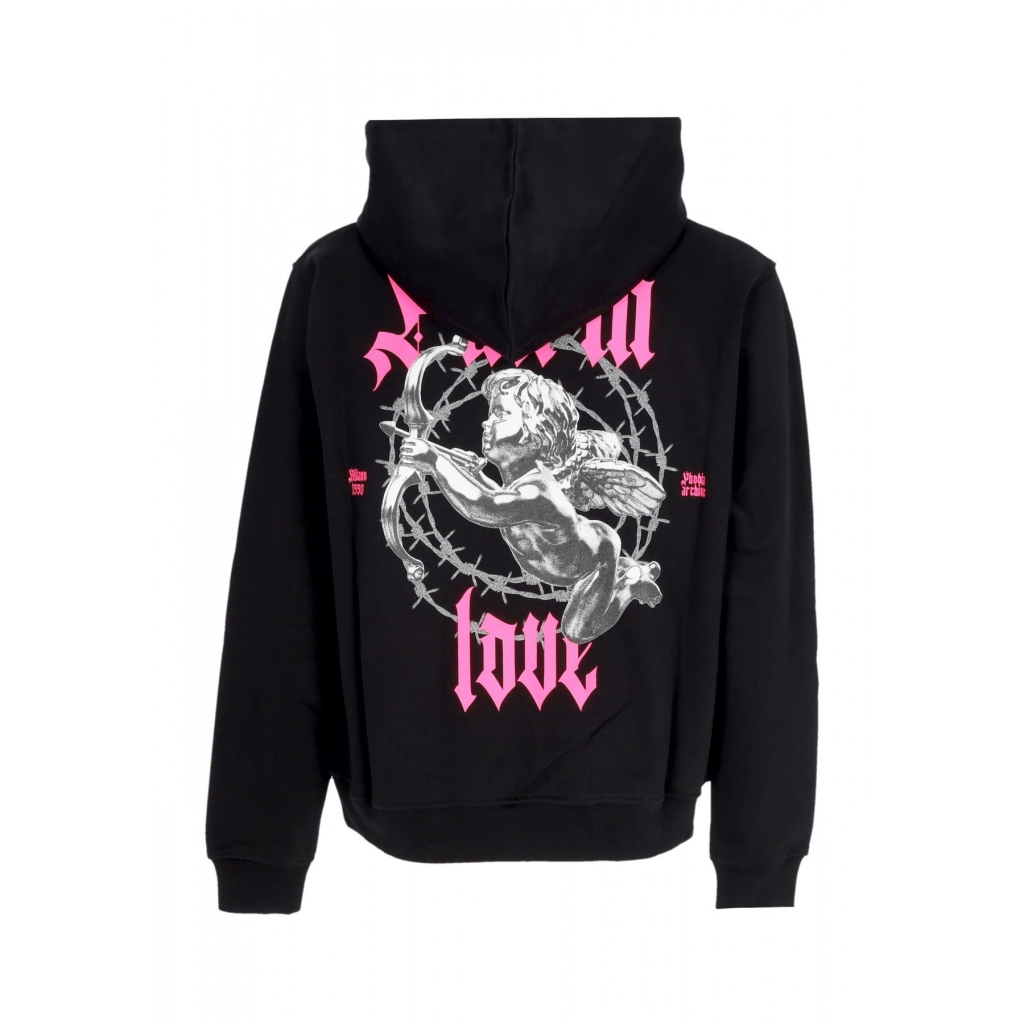 felpa leggera cappuccio uomo putto print hoodie BLACK/PINK