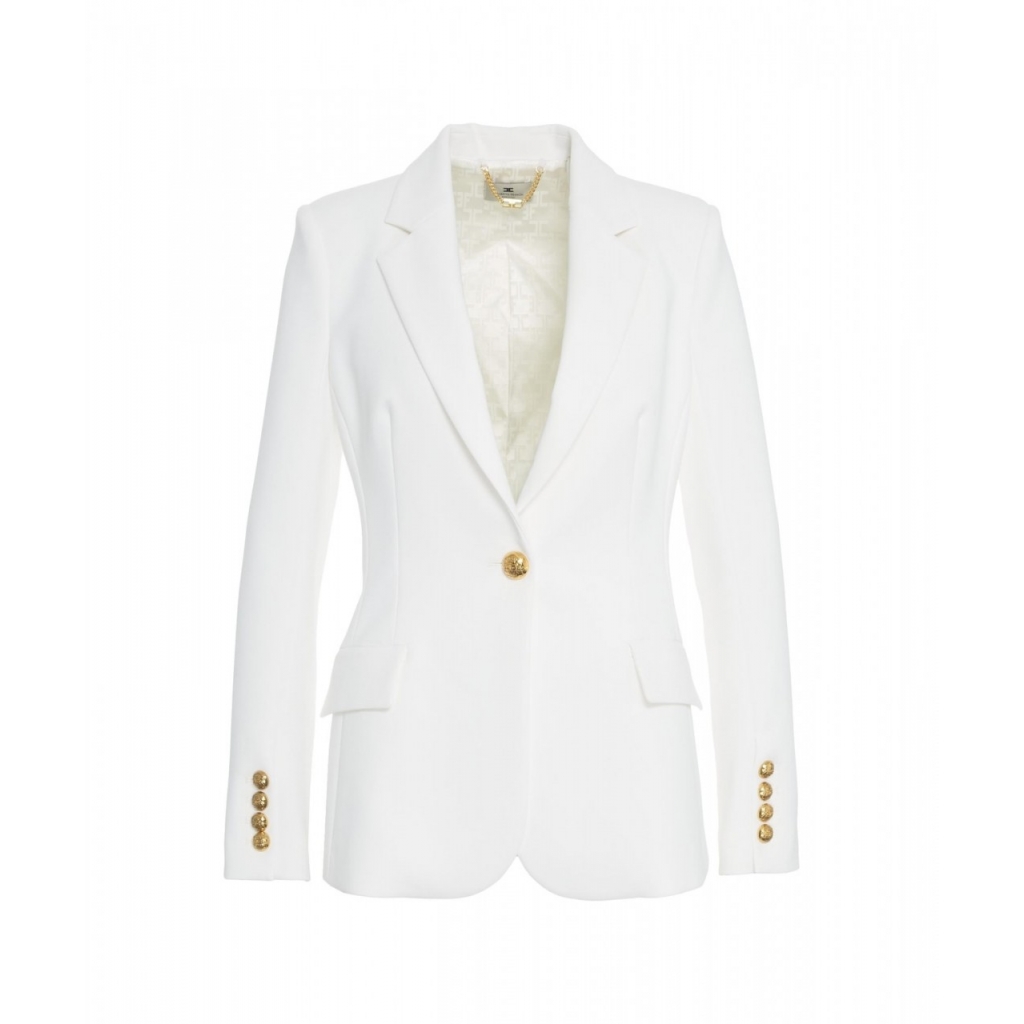 Blazer monopetto in crpe bianco