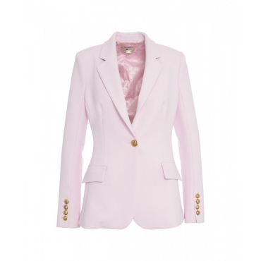 Blazer monopetto in crpe rosa chiaro