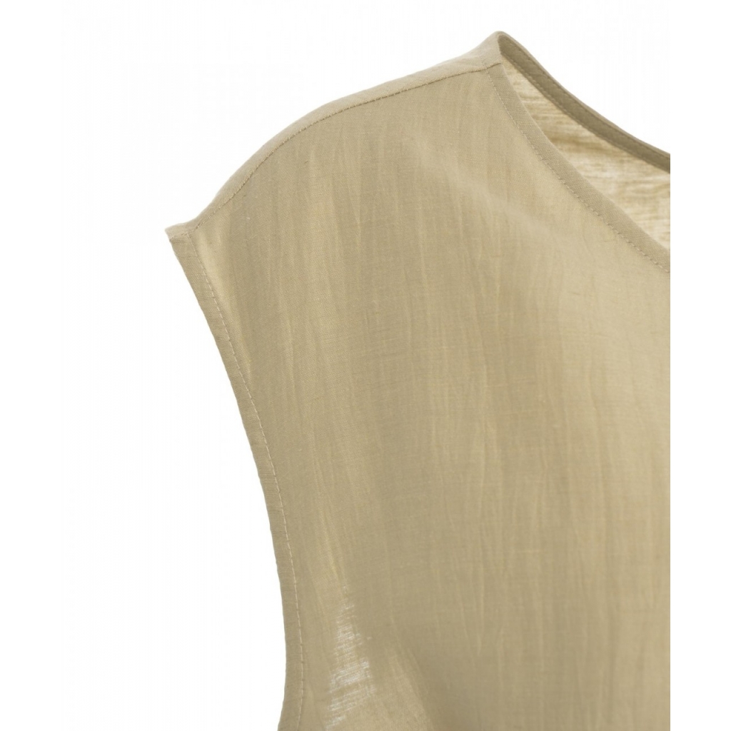 Gilet con cintura in vita beige