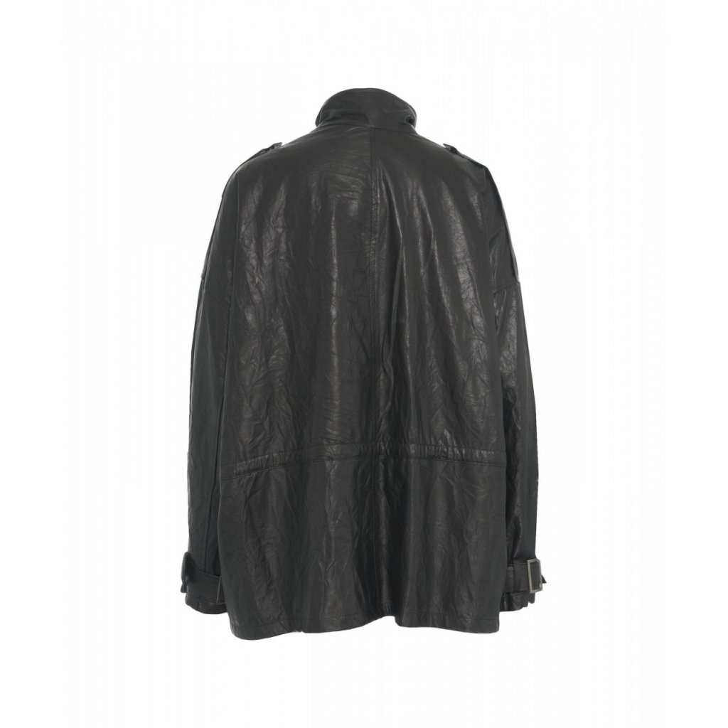 Giacca oversize in pelle nero