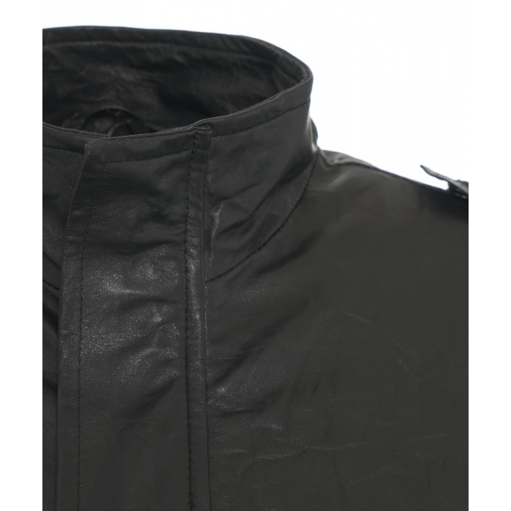 Giacca oversize in pelle nero