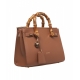 Borsa a mano con manici in bamboo marrone