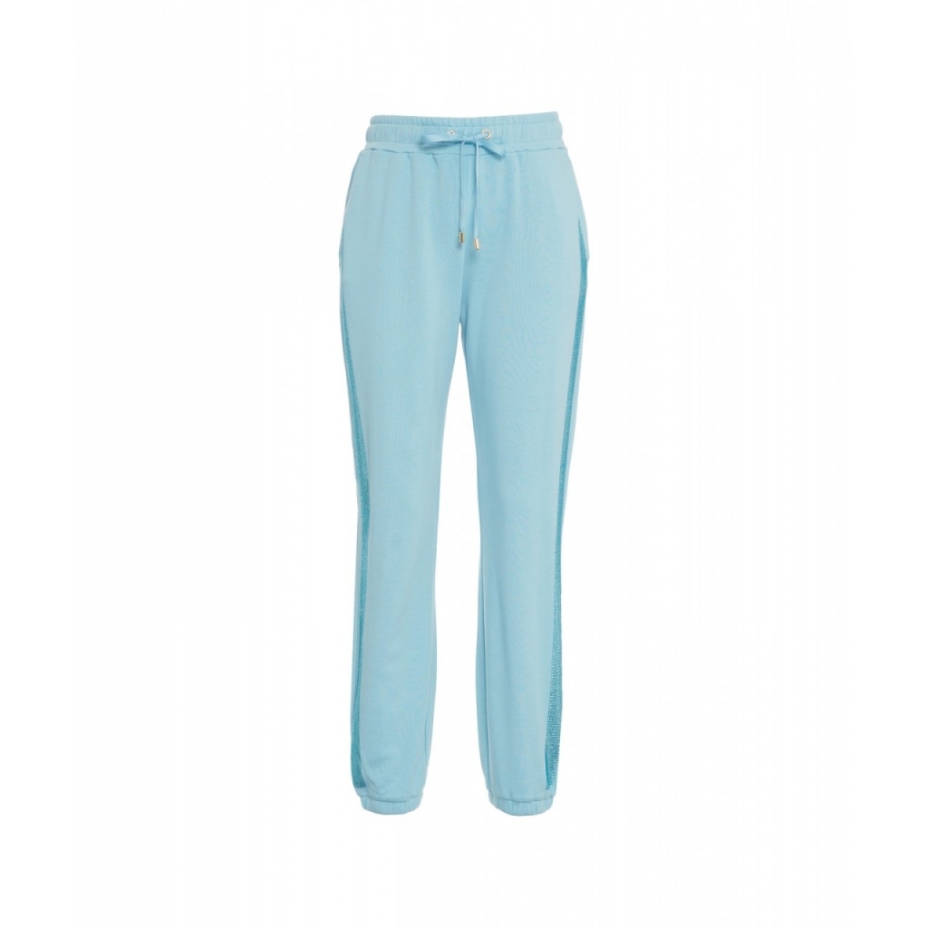 Joggers con strass azzurro