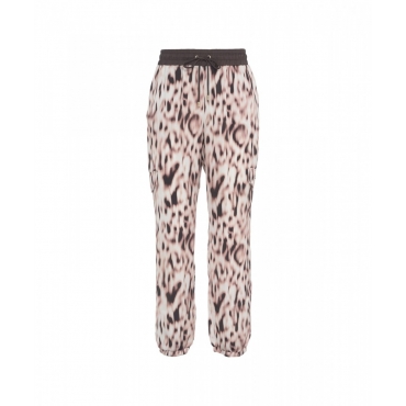 Pantaloni in stampa animalier marrone