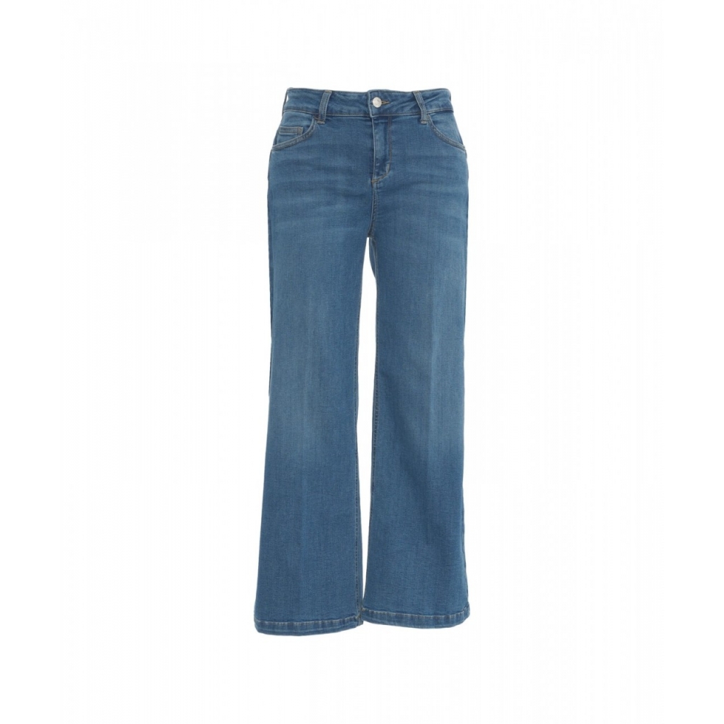 Straight cropped jeans blu