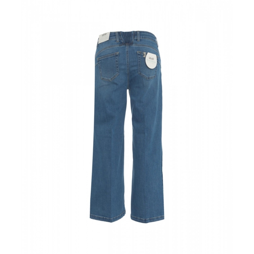 Straight cropped jeans blu