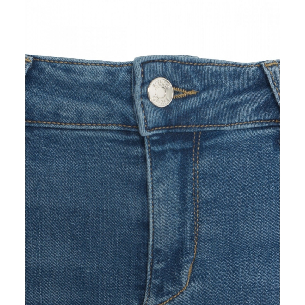 Straight cropped jeans blu