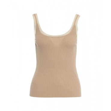 Top con inserti in tulle beige