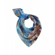 Foulard triangolare in seta con stampa floreale blu