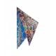 Foulard triangolare in seta con stampa floreale blu