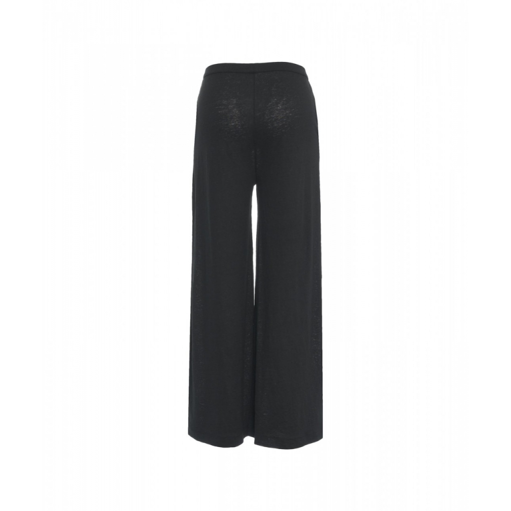 Pantaloni wide leg in lino nero