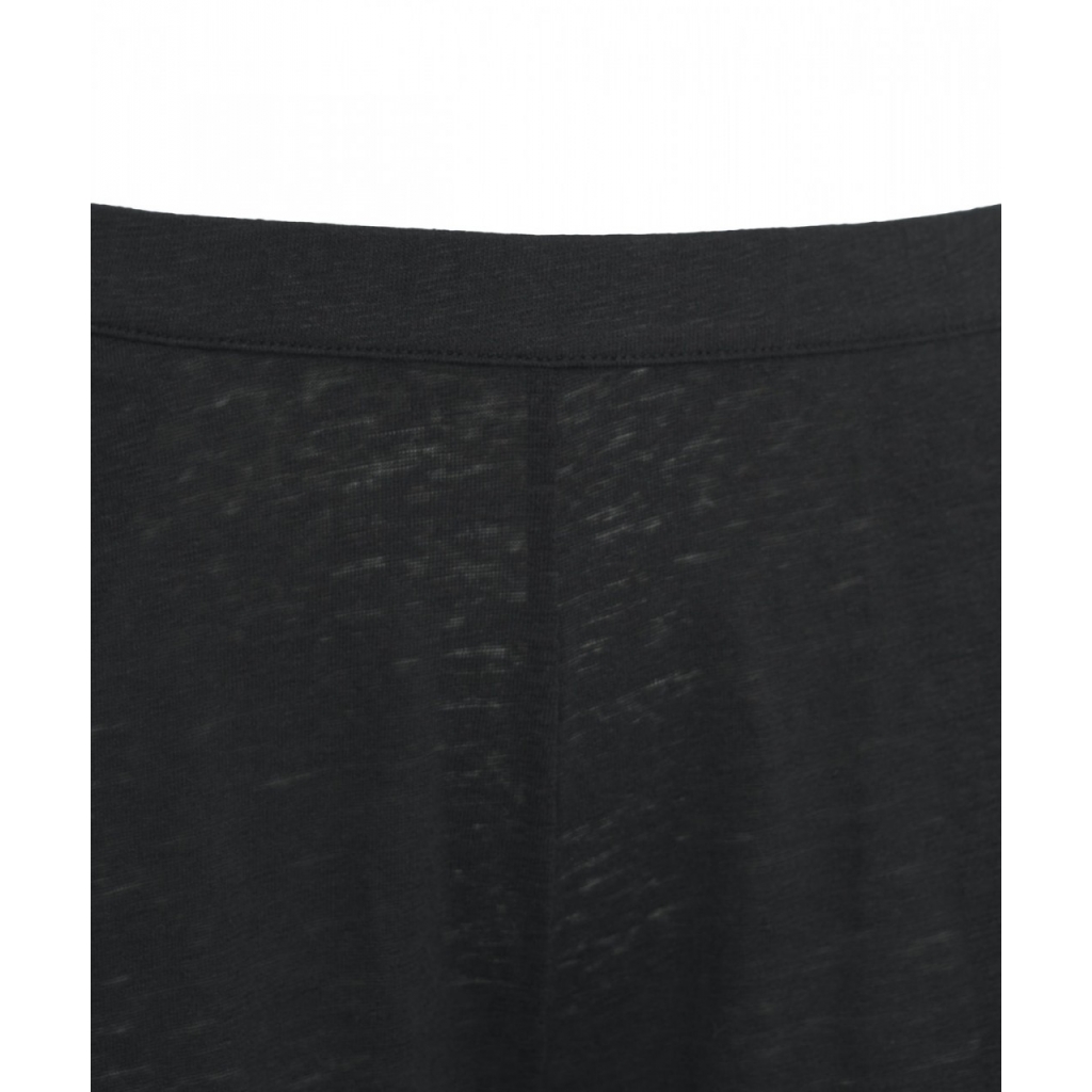 Pantaloni wide leg in lino nero