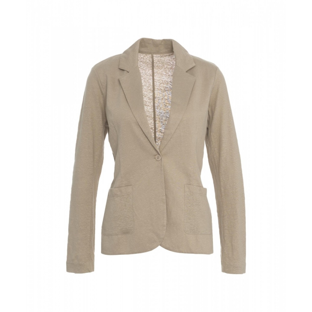 Blazer monopetto in misto lino beige