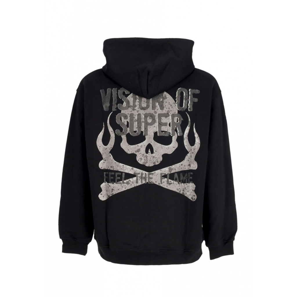 felpa leggera cappuccio uomo military skull on back hoodie BLACK