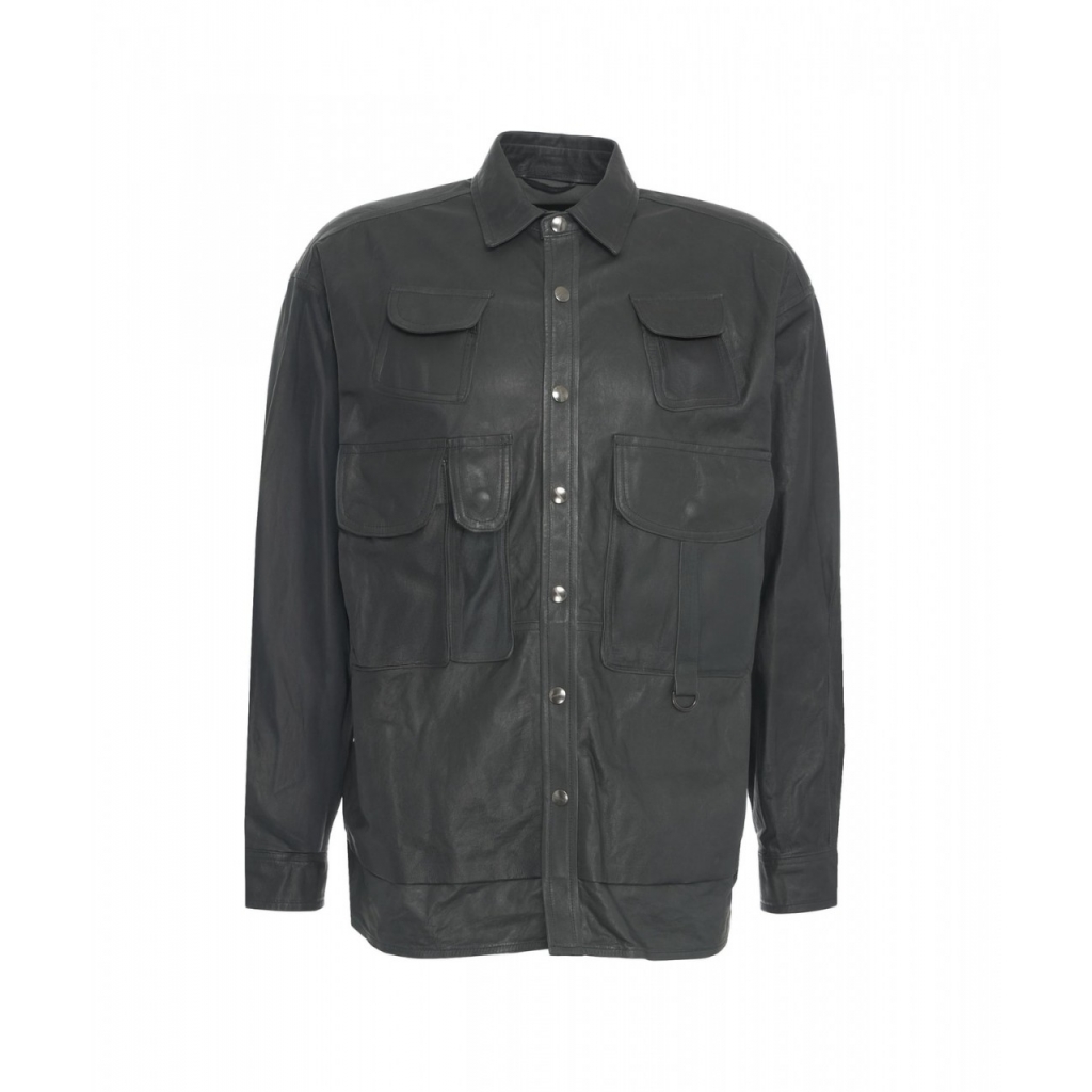 Overshirt in pelle nero