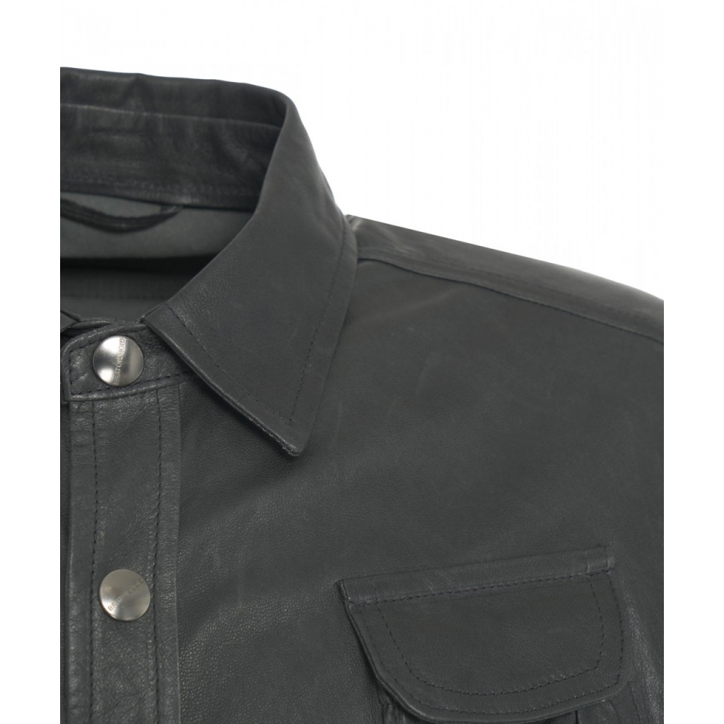 Overshirt in pelle nero