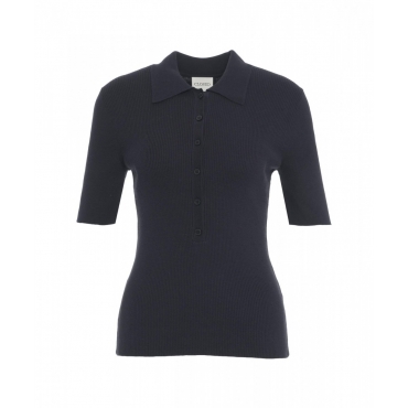 Polo in misto cashmere blu scuro