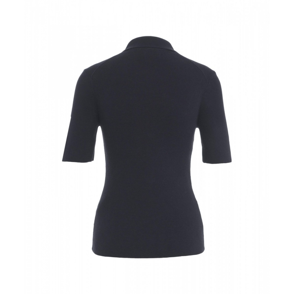 Polo in misto cashmere blu scuro