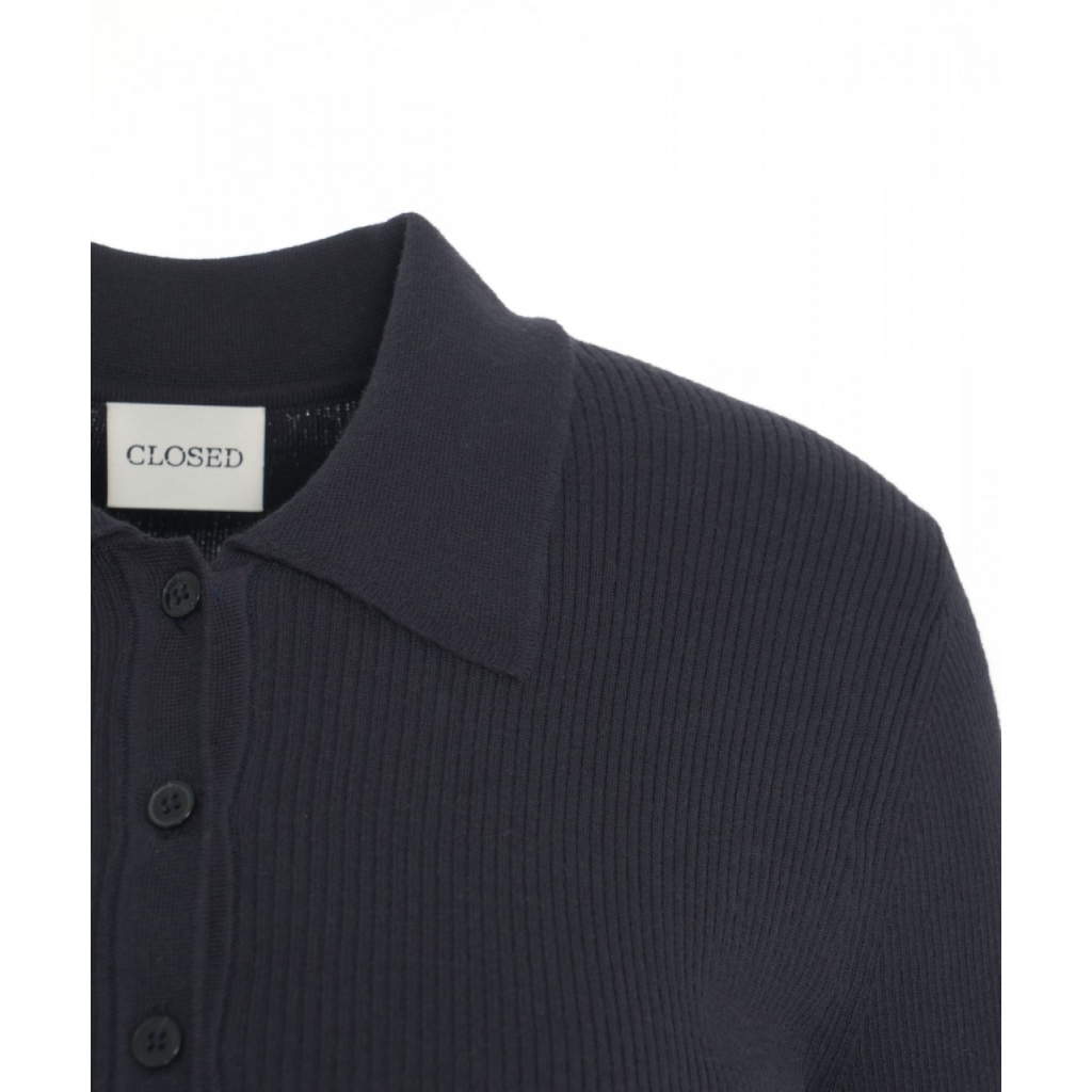 Polo in misto cashmere blu scuro