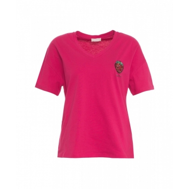 T-shirt con applicazione pink