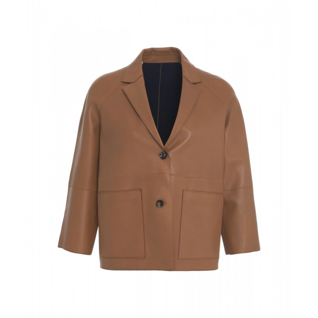 Blazer reversibile in pelle Loren Cammello