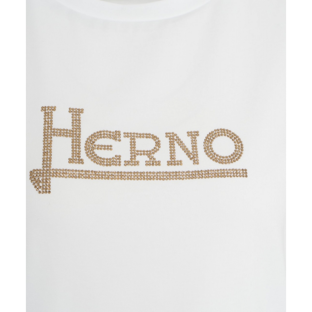 T-shirt con strass bianco