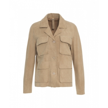 Giacca in pelle scamosciata Borocay beige