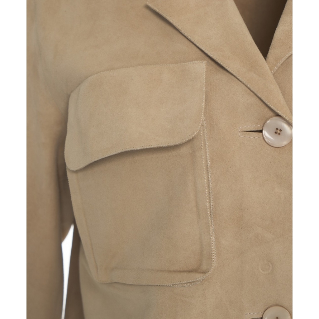 Giacca in pelle scamosciata Borocay beige