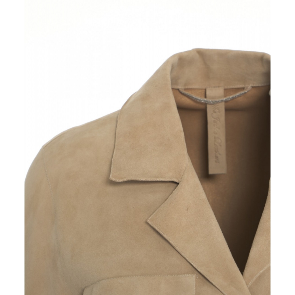 Giacca in pelle scamosciata Borocay beige