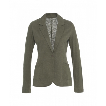 Blazer monopetto in misto lino verde