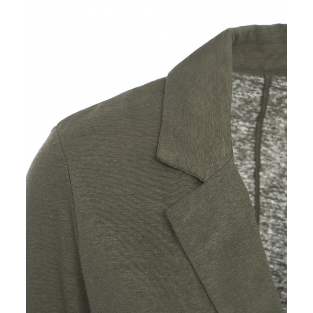 Blazer monopetto in misto lino verde