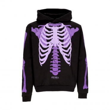 felpa leggera cappuccio uomo skeleton print hoodie BLACK/PURPLE