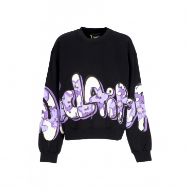 felpa leggera girocollo donna w logo crewneck BLACK