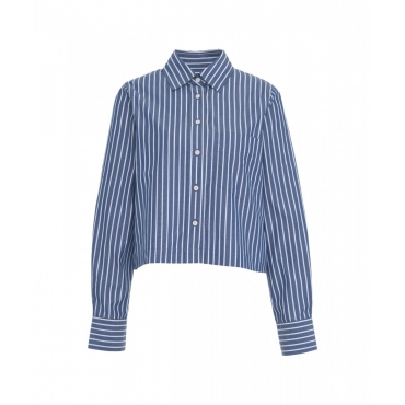 Camicia corta in cotone biologico blu