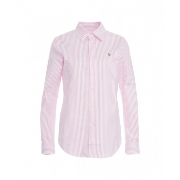 Camicia slim fit a righe rosa