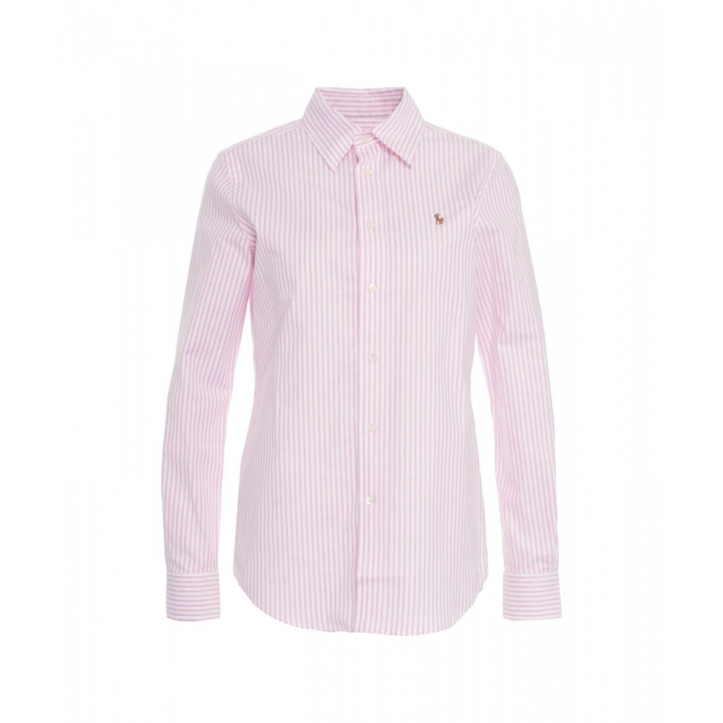 Camicia slim fit a righe rosa